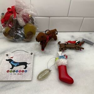daschund Dog Christmas Ornaments.set Of 5